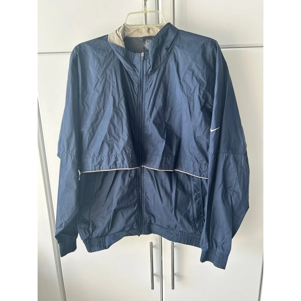 Nike Clima-Fit Golf Windbreaker Jacket Mens Medium Navy Blue‎ Full Zip Vented